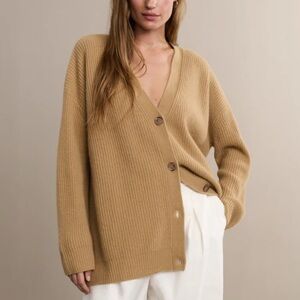 NWOT JENNI KAYNE CASHMERE COCOON CARDIGAN IN CAMEL size M .